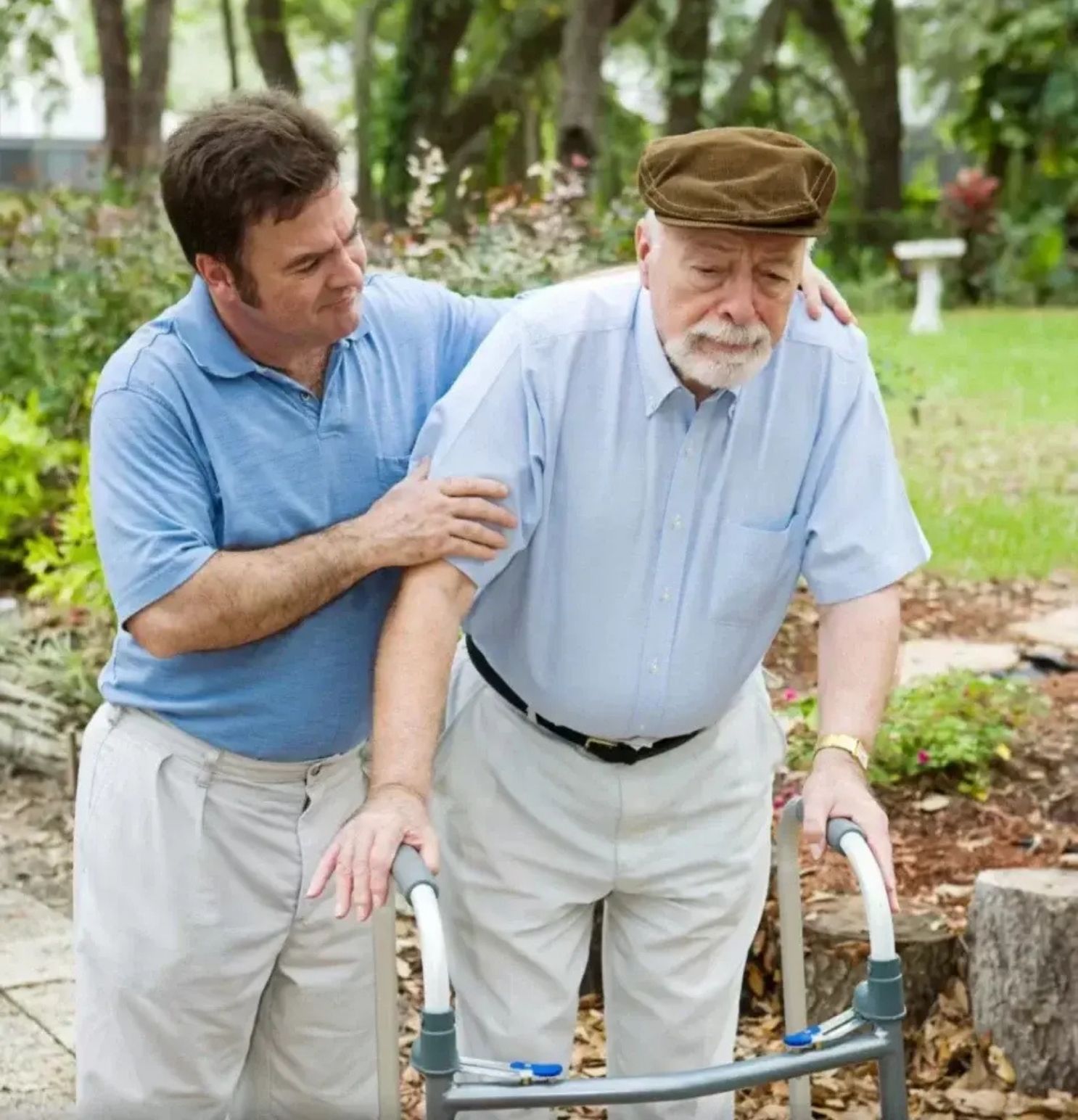 expert guiding man walker